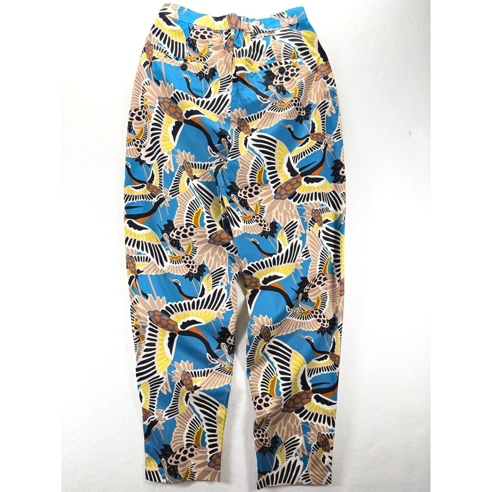 NEW TEREA Andrea Pitter Bird Print Straight Leg Pants Women's M